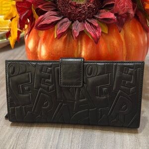 Salvatore Ferragamo Black Embossed Clutch